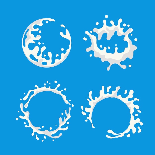 collection of milk splashes vector