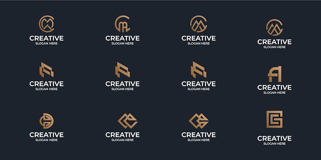 a collection of minimalist flat a-z monogram logos