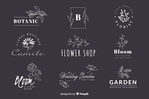 collection of minimalist wedding florist logos