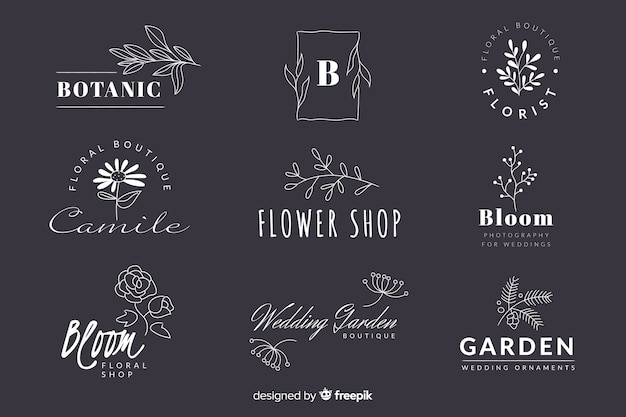 Vector collection of minimalist wedding florist logos