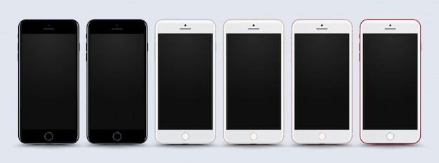 Vector collection mobile phone mock up on white background