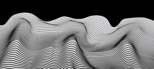 Collection of modern abstract posters with optical waves black and white line design