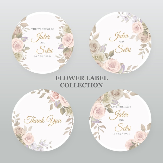 Vector collection of modern hand drawn floral labels