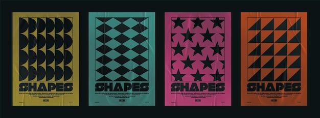 Collection of modern minimalist abstract posters with geometric shapes primitive shapes