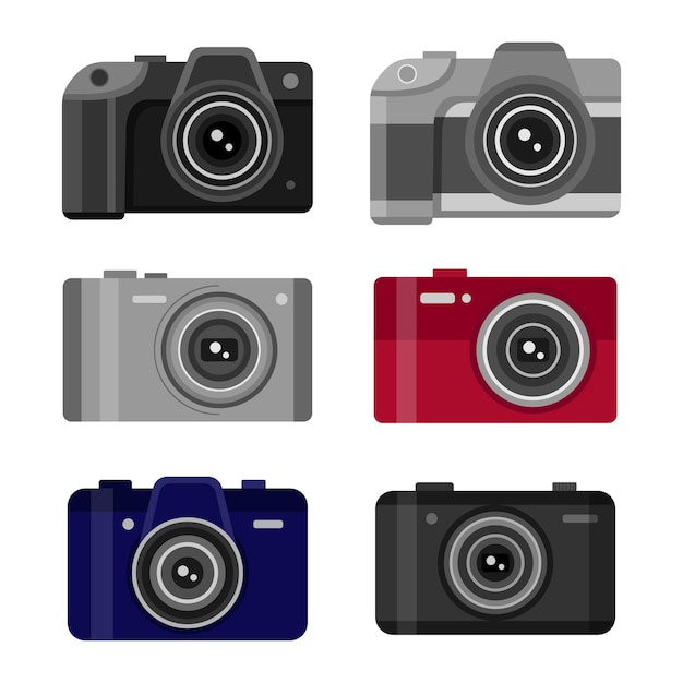 Collection of modern photo cameras