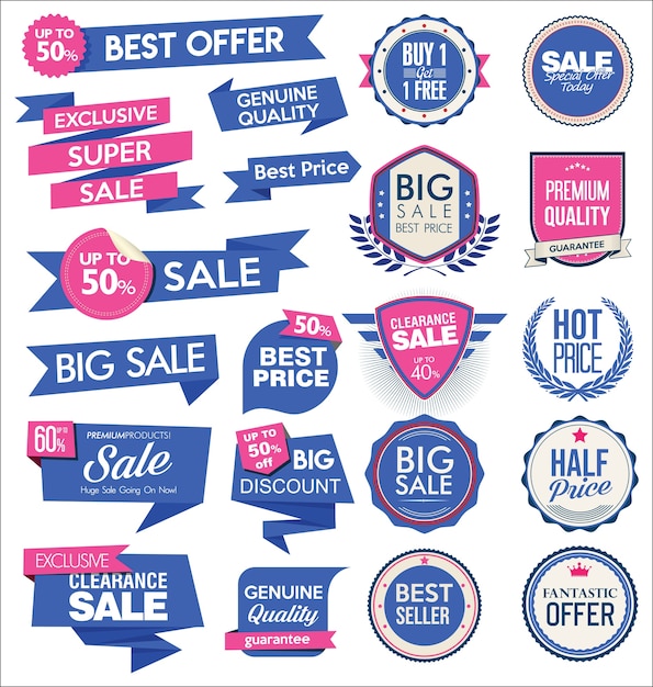 Collection of modern sale stickers and tags