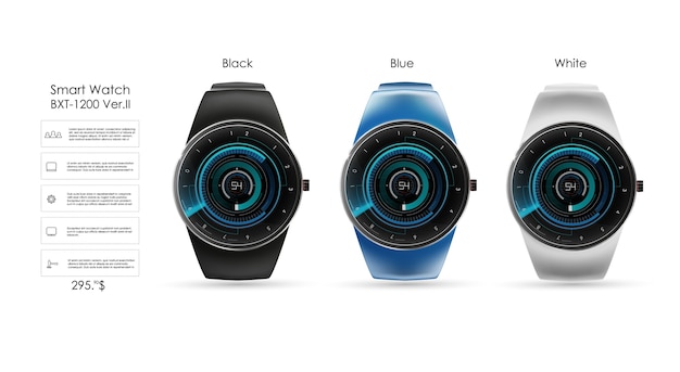 Vector collection of modern smartwatches