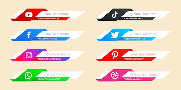 Collection of modern social media lower third icons template