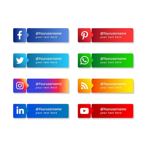 Collection of modern social media lower third icons template