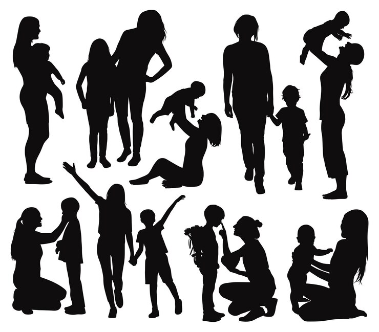 collection of mom and son silhouettes