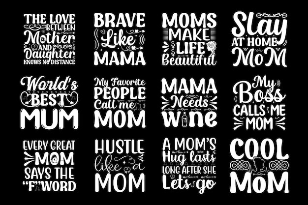 A collection of moms and moms with different fonts.