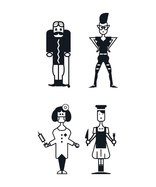 Collection of Monochrome Geometric People