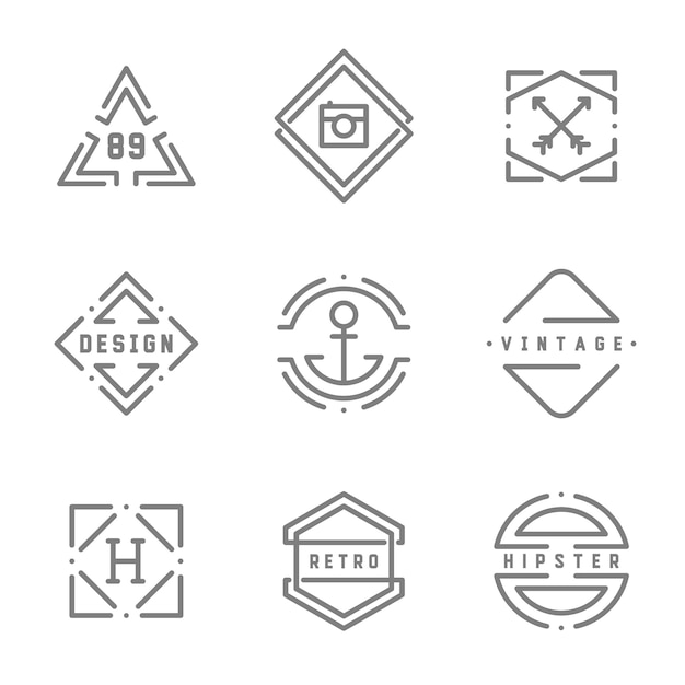 Vector collection monochrome hipster vintage logos