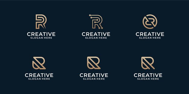 モノグラム頭文字Rセットのコレクション。創造的な文字マークのロゴ デザイン シンボル。