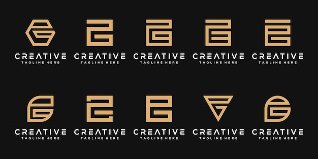비즈니스를 위한 컬렉션 모노그램 이니셜 E 로고 템플릿 아이콘
