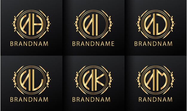 Collection monogram initials nh logo design template