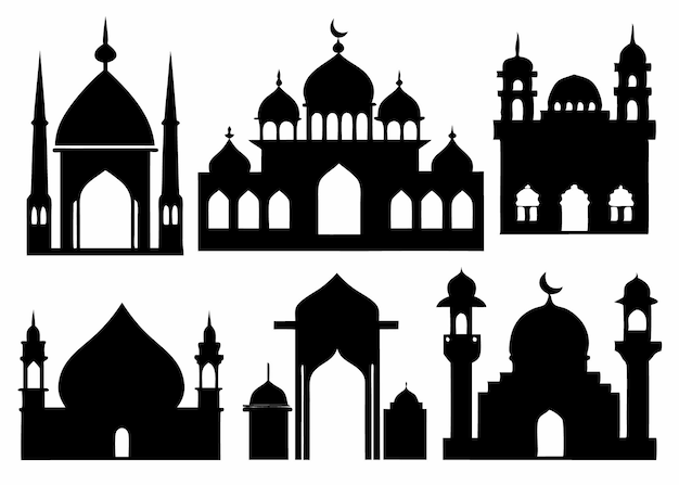 Vector collection of mosque shape on white background
