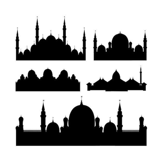 Collection of mosques on white background