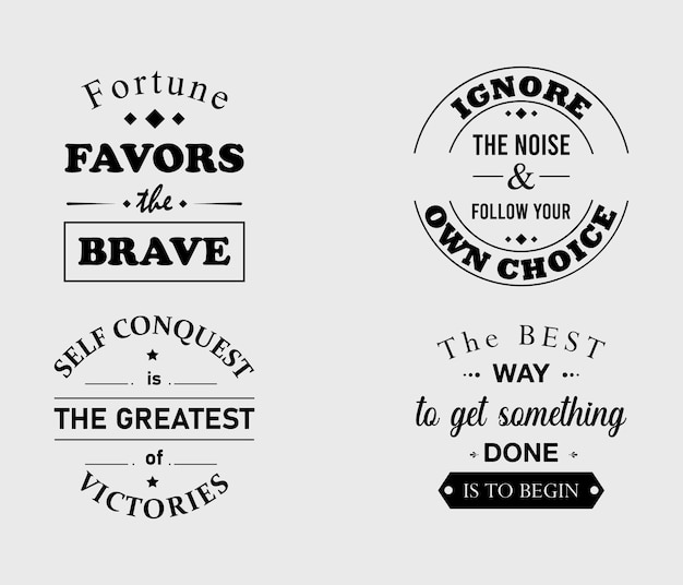 collection of motivational vintage motivational typography designs with inspiring quotes on courage success and determination logo icon vector design