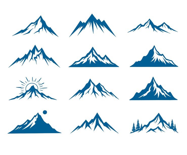 Collection of Mountain Silhouettes for Outdoor and Adventure Themes