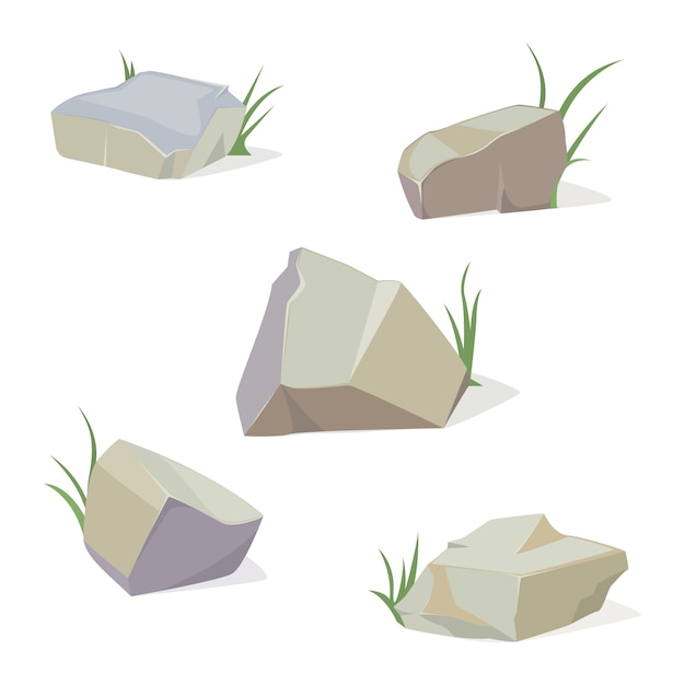 Una collezione di pietre di montagna di varie forme.