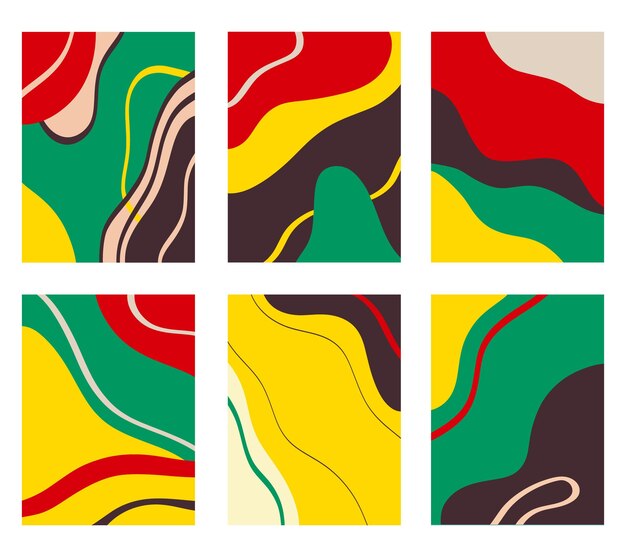 白い背景の色とりどりの抽象絵画のコレクション