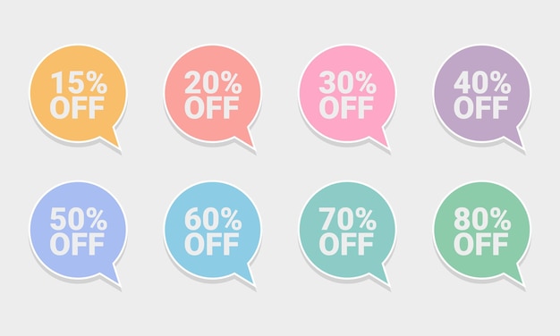 Collection of multicolored round price tags illustration