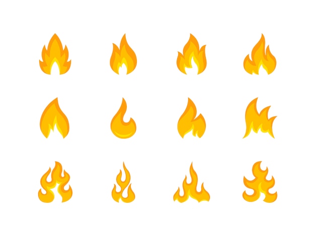 Collection of multicolored shapes of flame