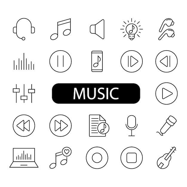 collection of music icons simple black symbols vector illustration eps 10