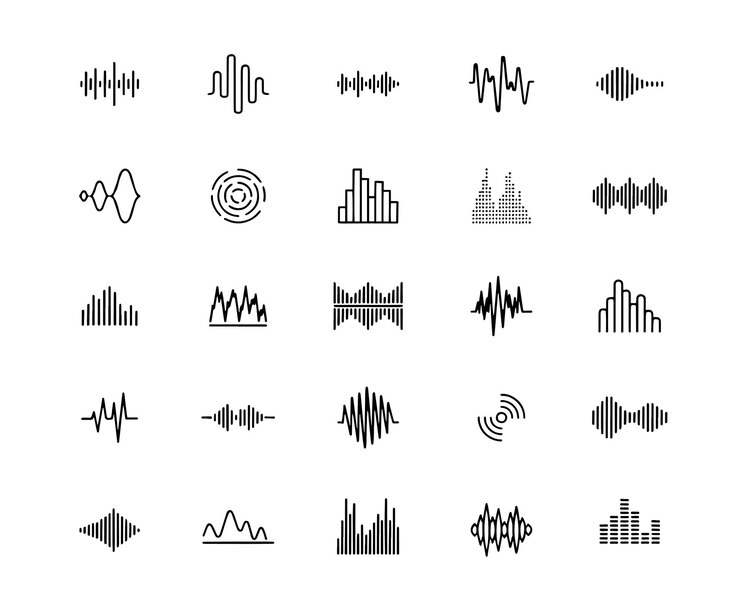 Vector 楽譜の集まりと 音楽の単語の集まり