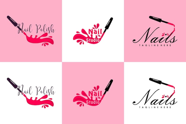 Vector collection of nail beauty salon logo with creative concept premium vector