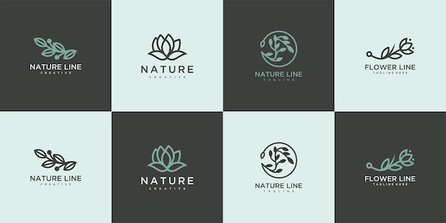 Collezione di loghi naturali per il branding in un design moderno