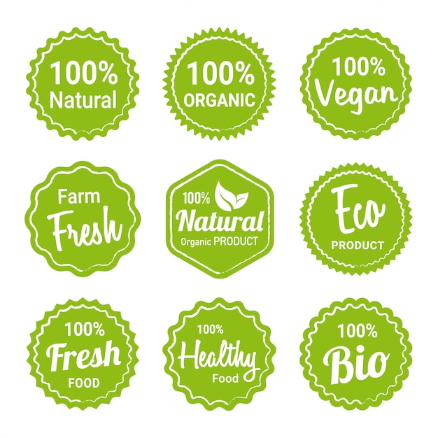 Vector collection of natural organic product labels