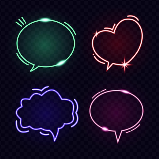 Collection of neon speech bubbles