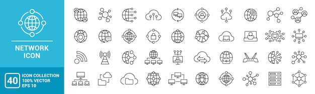 Collection of network business data internet icons vector template editable and resizable eps 10