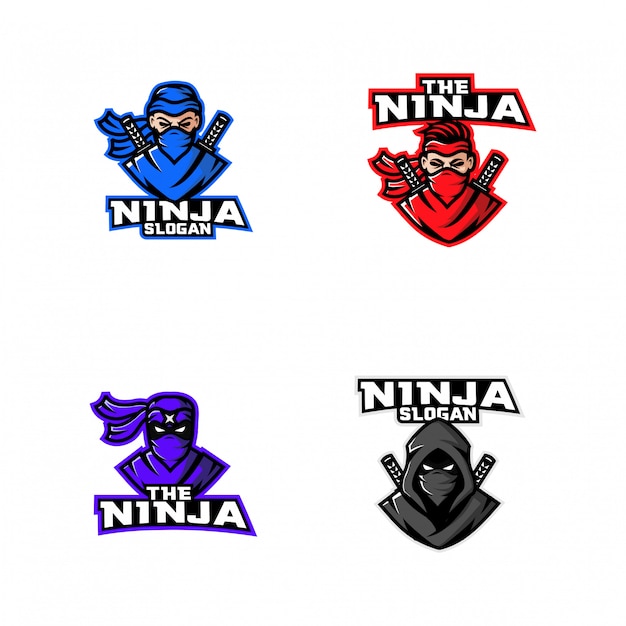 Vettore collezione di ninja personaggio logo icona design cartoon