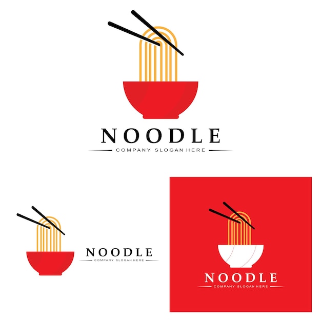 Una raccolta di ispirazione per il logo di noodle cibo cinese e modello di progettazione di ciotole illustrazione di concetto retrò