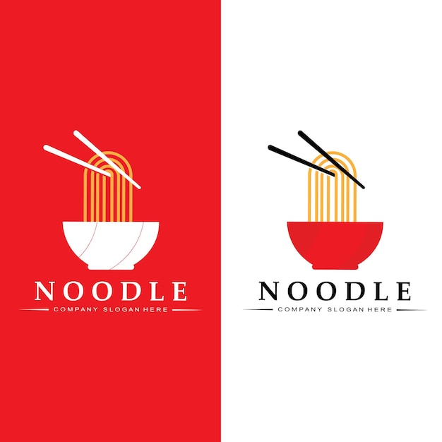 Una raccolta di ispirazione per il logo di noodle cibo cinese e modello di progettazione di ciotole illustrazione di concetto retrò