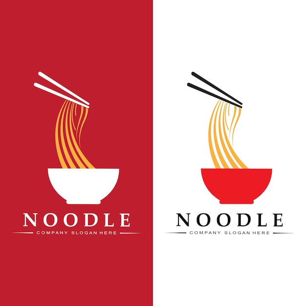 Una raccolta di ispirazione per il logo di noodle cibo cinese e modello di progettazione di ciotole illustrazione di concetto retrò