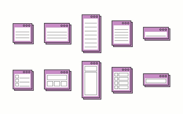 Vector collection of notes with ui window concepts