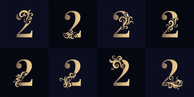 Logo della collezione numero 2 con design di ornamenti di lusso