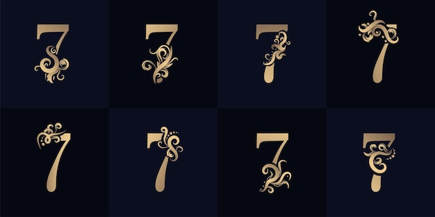 Logo della collezione numero 7 con design di ornamenti di lusso