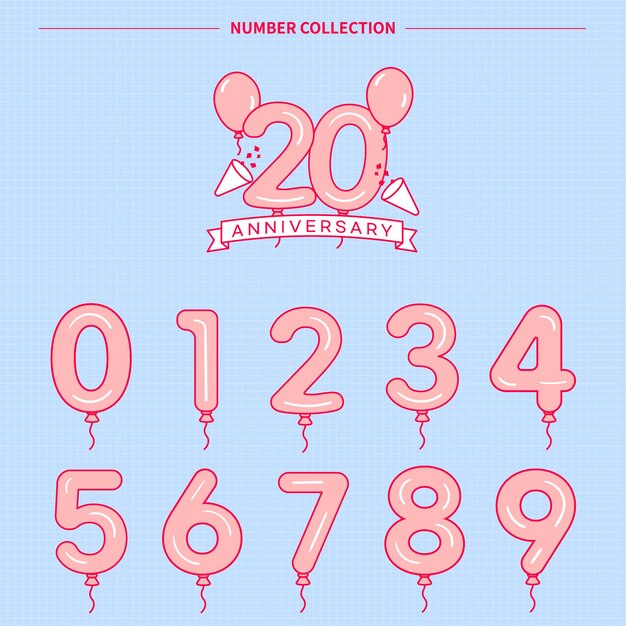 Collection of number for celebration or event isolated