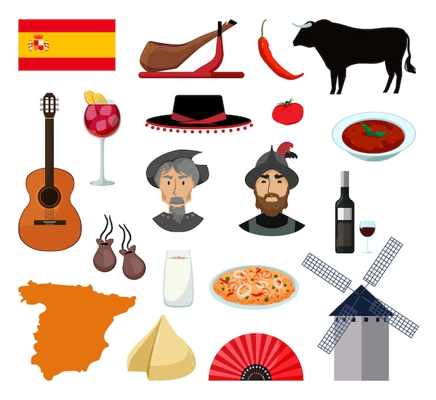 Vector collection of objects of spain