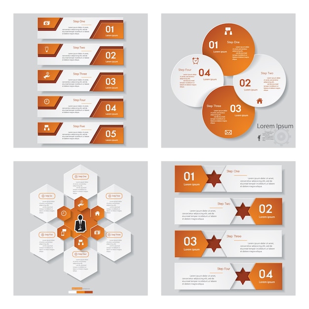 4 오렌지 컬러 디자인 서식 파일의 컬렉션