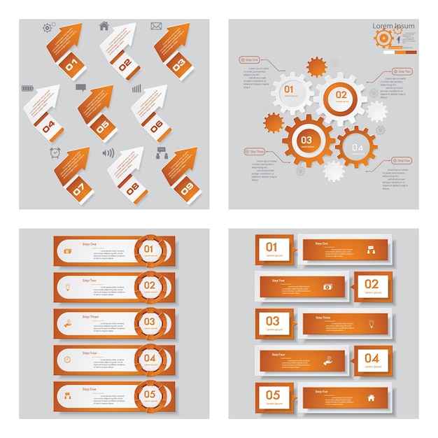 Вектор Коллекция из 4 шаблонов оранжевого цвета
