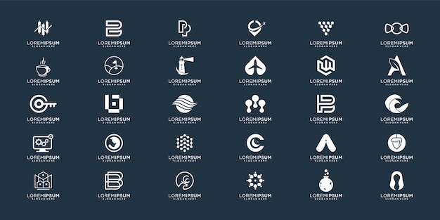 抽象ロゴデザインバリエーションのコレクション会社のロゴは、アイコンブランドアイデンティティバンドルセット抽象およびビジネスに使用できます
