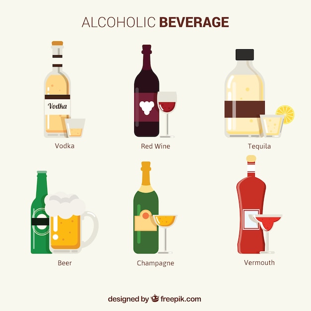 Вектор Коллекция алкогольных напитков