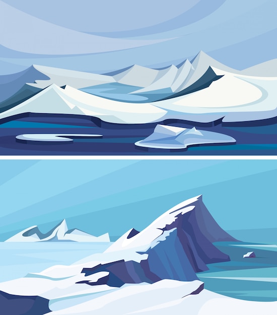북극 풍경의 컬렉션입니다. 얼음 자연 풍경.