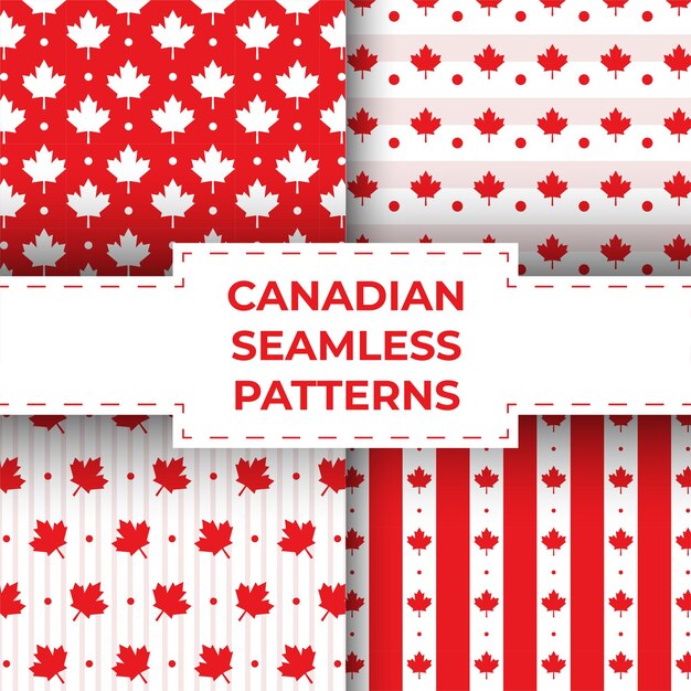 Коллекция канадских бесшовных узоров декоративные фоны векторная иллюстрация в плоском стиле